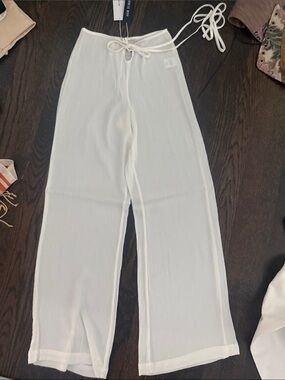 Adam selman -White Sheer Tie-Waist Wide Pants